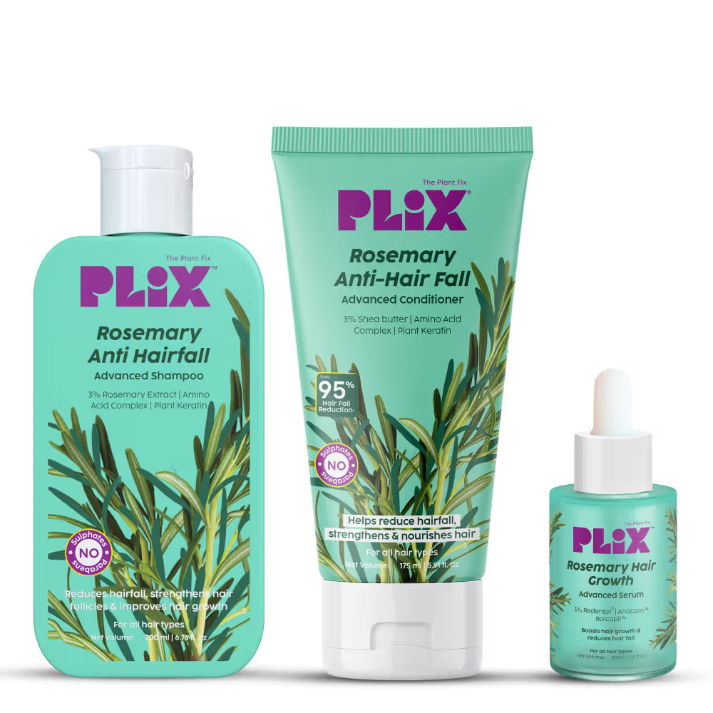 Plix Rosemary Anti Hairfall Regime 3% Redensyl Serum, Shampoo & Conditioner (405ml)