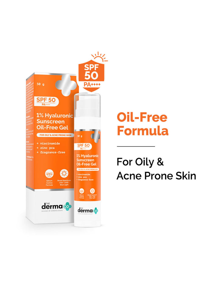 The Derma Co 1% Hyaluronic Sunscreen Oil-Free Gel With Spf
50 Pat+++ For Oily ... - In-Vivo tested | 50g