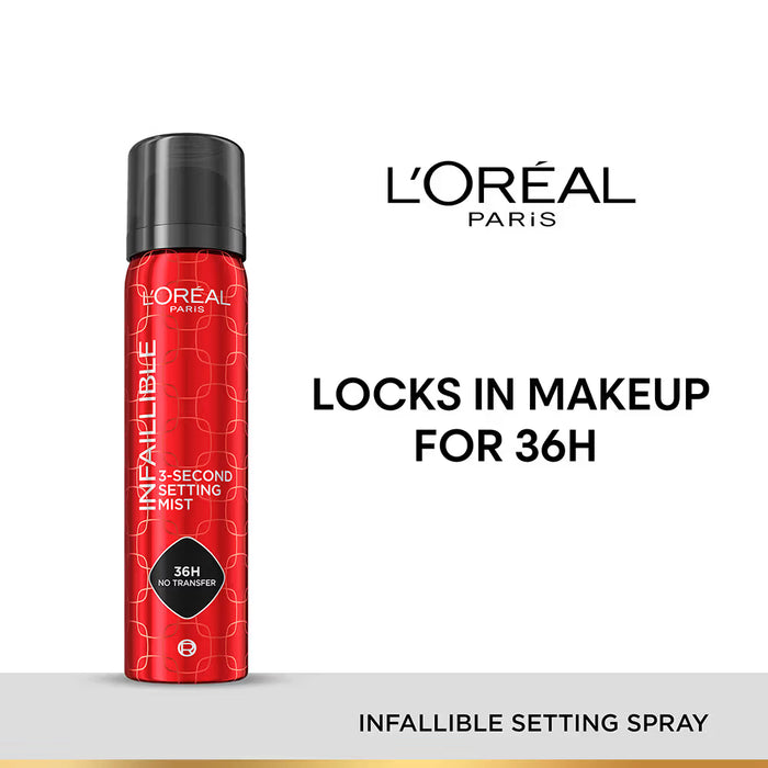 L'Oreal Paris Infallible 3-Second Setting Spray, 36hr Long Lasting Makeup (75ml)