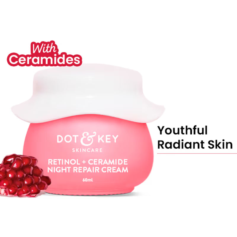Dot & Key Retinol + Ceramide Night Repair Cream, Smooth, Firm & Youthful Skin, Reduces Fine Lines (25ml)