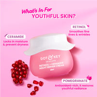 Dot & Key Retinol + Ceramide Night Repair Cream, Smooth, Firm & Youthful Skin, Reduces Fine Lines (25ml)