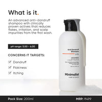 Minimalist Anti-Dandruff Shampoo 3.5% Salicylic Acid For Flaky & Itchy Scalp, Gentle & Sulphate-Free (200ml)