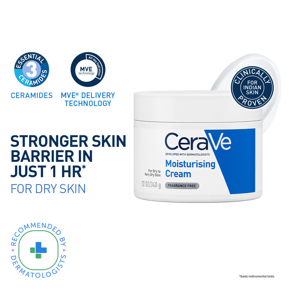 CeraVe Moisturizer For Dry Skin, Barrier Repair Cream with Ceramides, Dermatologist recommended