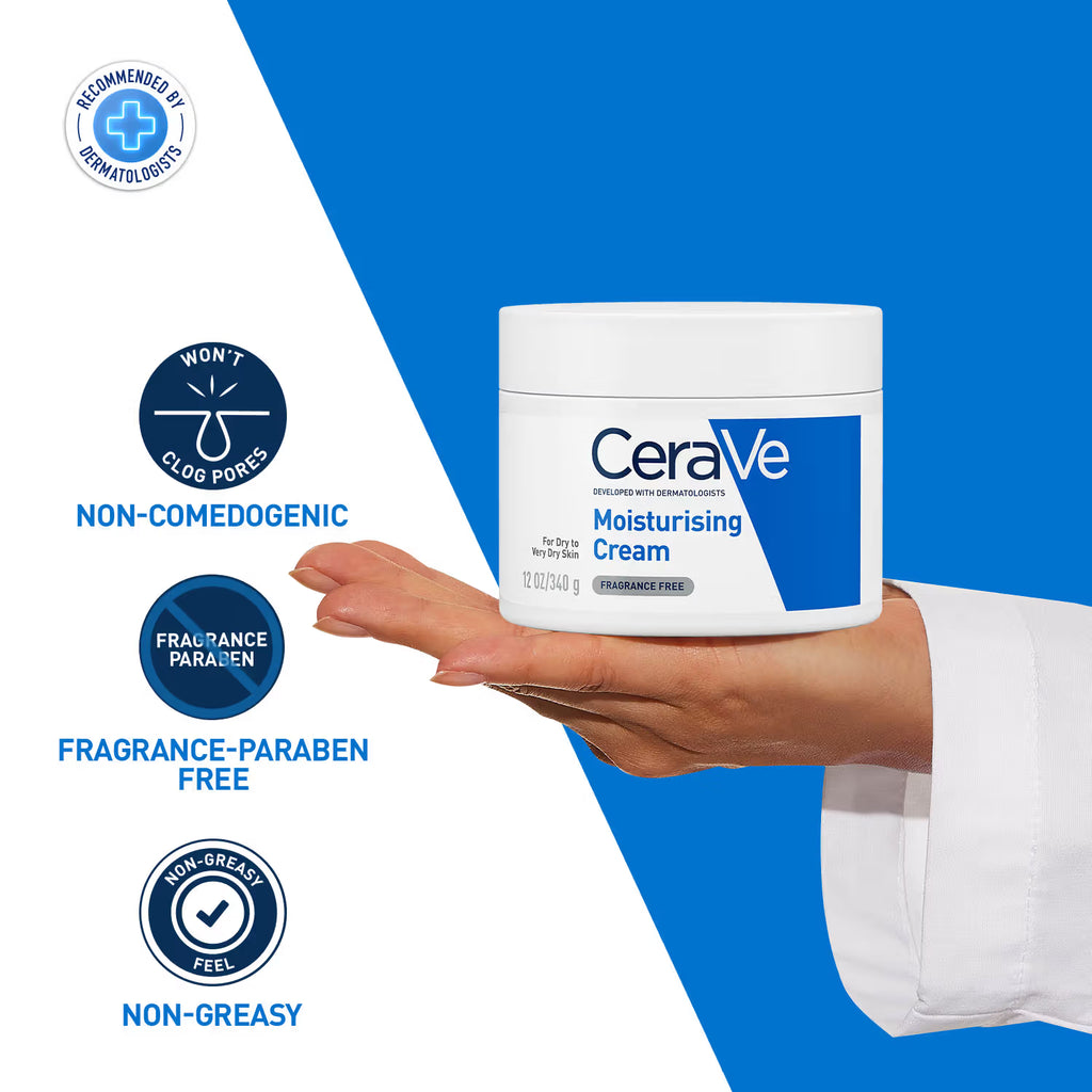 CeraVe Moisturizer For Dry Skin, Barrier Repair Cream with Ceramides, Dermatologist recommended