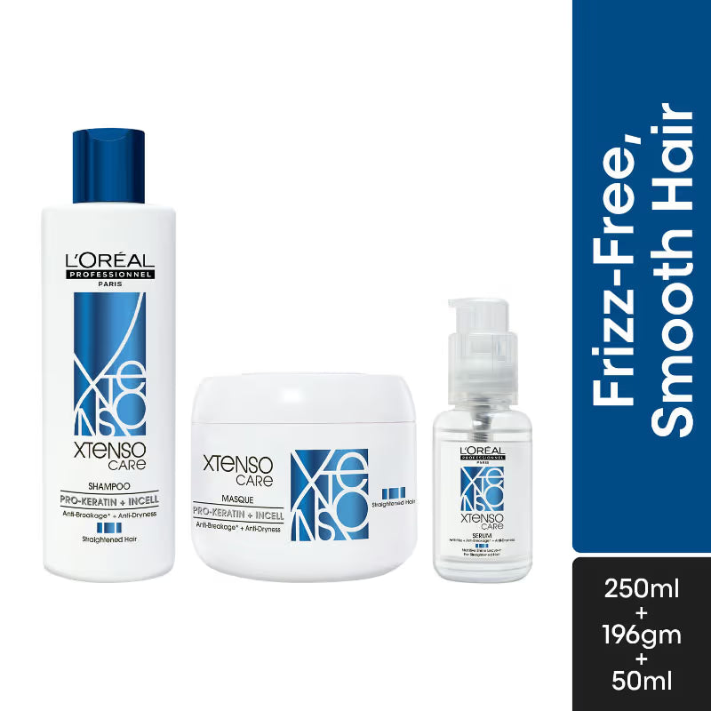 L'Oreal Professionnel Xtenso Shampoo & Masque & Serum Combo For Frizz-Free, Smooth Hair