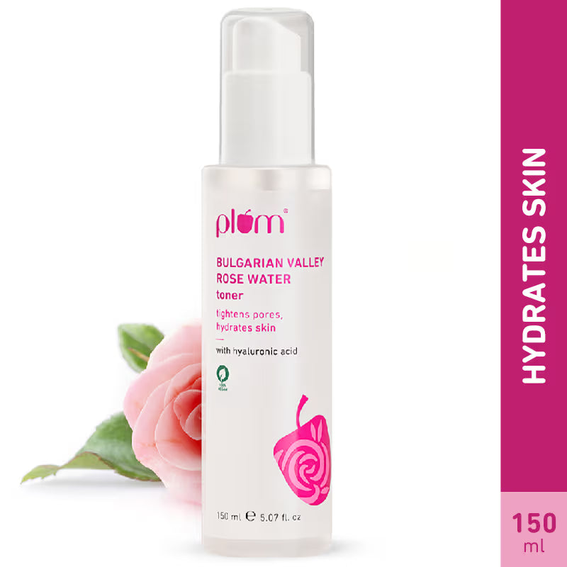 Plum Bulgarian Valley Rose Water Alcohol-Free Spray Toner With Hyaluronic Acid, Hydrates & Refreshes