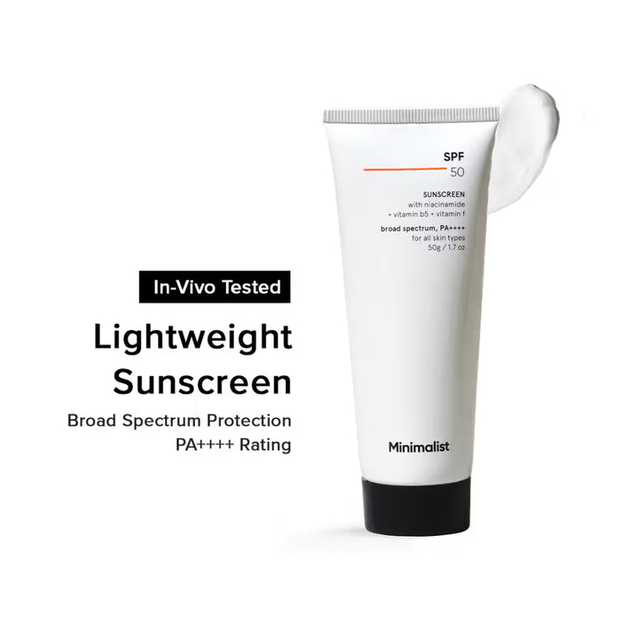 Minimalist SPF 50 PA++++ Sunscreen With Niacinamide - Lightweight & No White Cast For All Skin Types (50g)