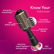HV2179 Hot Air Brush for Hair, Blow Dryer Brush, Volumizer & Styler, 360° Airflow Vent, Oval Barrel for Hair Volume, Charcoal Bristles, Ceramic Coating Brushing Head, 1200W