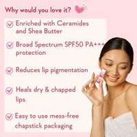 Wish Care Ceramide Lip Balm with SPF 50 PA+++ (Tinted) 5gm