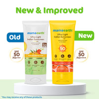 Mamaearth Ultra Light Indian Sunscreen SPF 50 PA++++ With Turmeric & Carrot S... - In-Vivo tested (80gm)