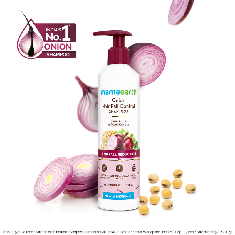 Mamaearth Onion Shampoo for Anti Hair Fall & Hair Growth with Onion Oil & Plant Keratin 250 ml