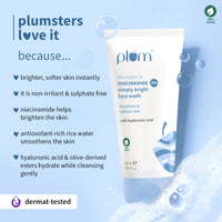 Plum 2% Niacinamide Face Wash With Rice Water For Oily Skin, Brightens & Hydrates