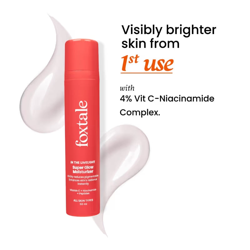 Foxtale Super Glow Moisturiser With 4% VitC-Niacinamide Complex For Brighter Skin (50ml)