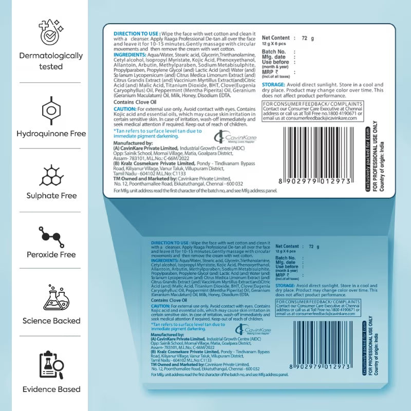 Raaga Professional De-Tan Removal Cream (72 gm)