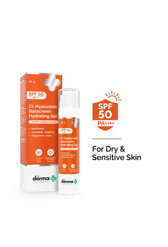The Derma Co 1% Hyaluronic Sunscreen Hydrating Gel Spf 50
Pa++++ For Dry & Sen... - In-Vivo tested | 50g