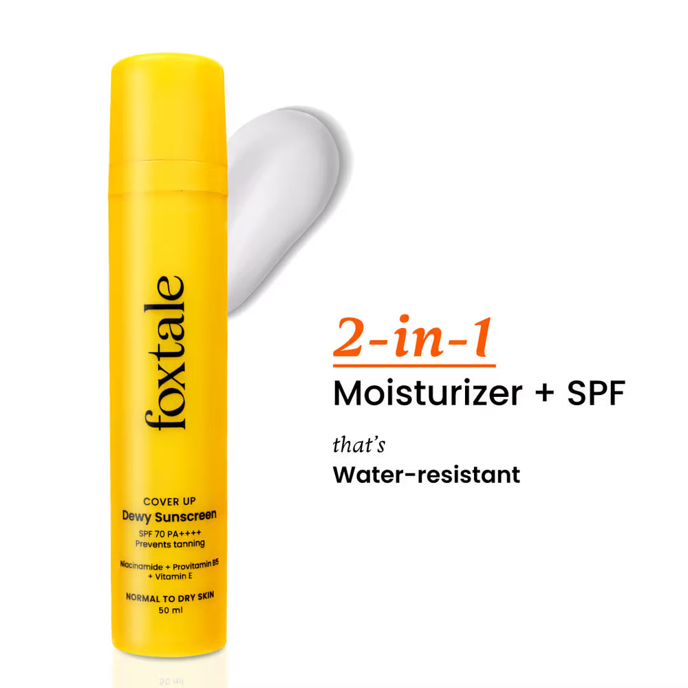 Foxtale Dewy Sunscreen SPF 70 PA++++ With Niacinamide + Provitamin B5 + Vitamin E (50ml)