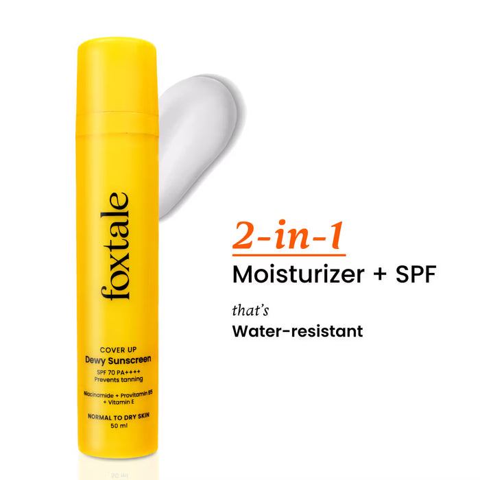 Foxtale Dewy Sunscreen SPF 70 PA++++ With Niacinamide + Provitamin B5 + Vitamin E (50ml)