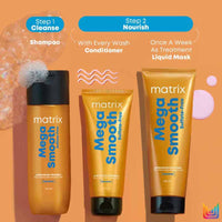 Matrix Mega Smooth Sulfate-free Shampoo, Gentle Cleansing & Bond Repair, Safe for Treated Hair (200ml)