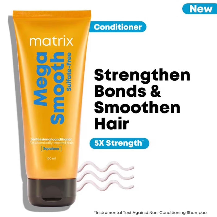 Matrix Mega Smooth Sulfate-free Conditioner For Bond Repair, Smoothens Hair, Safe for Treated Hair (100ml)