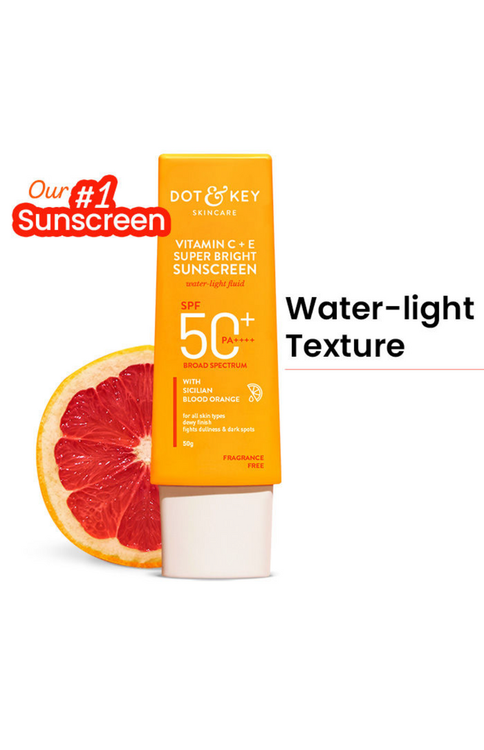 Vitamin C + E Super Bright Sunscreen SPF 50+ PA++++, Water-Light Fluid, Boosts Glow | 50g