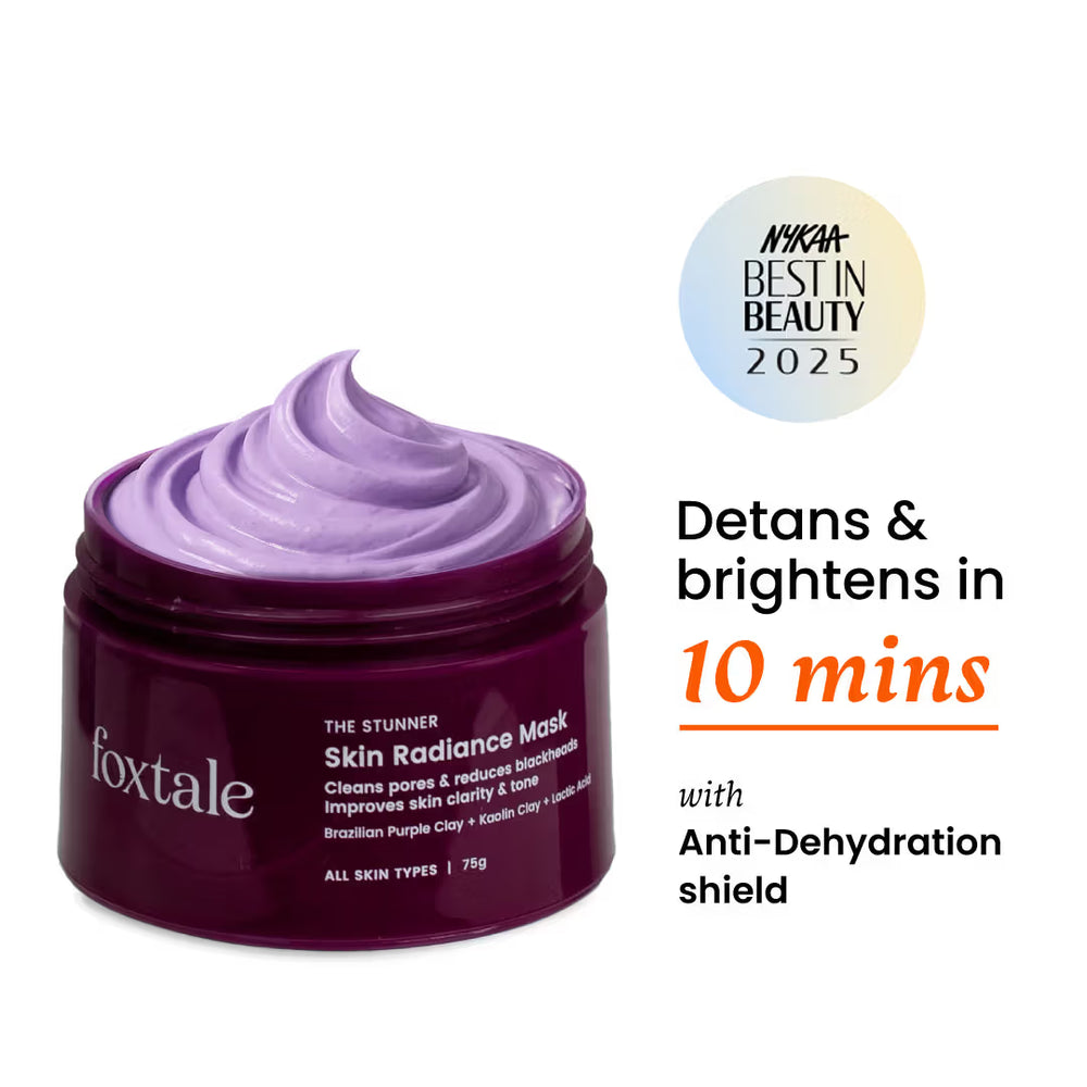 Foxtale De-Tan Skin Radiance Mask, With Lactic Acid, Brazilian Purple Clay & Kaolin Clay (75g)
