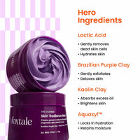 Foxtale De-Tan Skin Radiance Mask, With Lactic Acid, Brazilian Purple Clay & Kaolin Clay (75g)