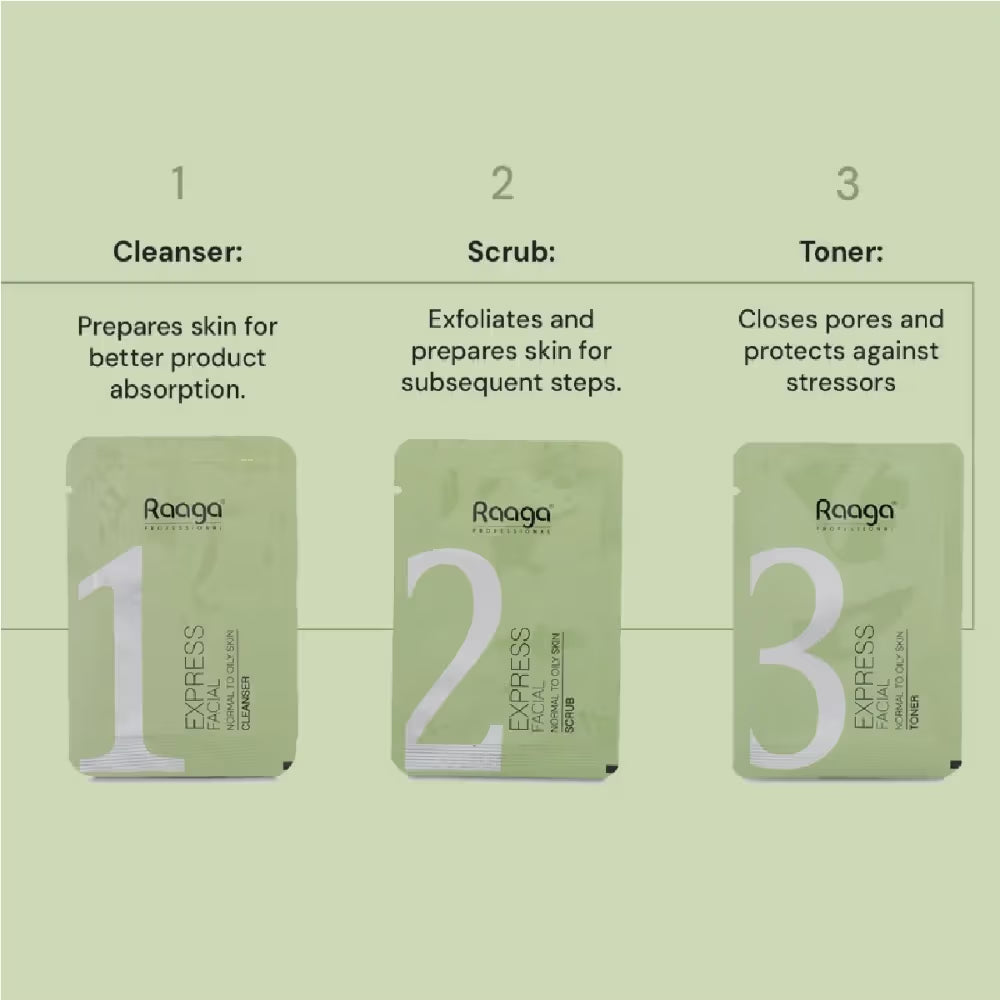 Raaga Professional Express Revitalising Facial Kit For Normal To Oily Skin - Pack Of 6 (6pcs)