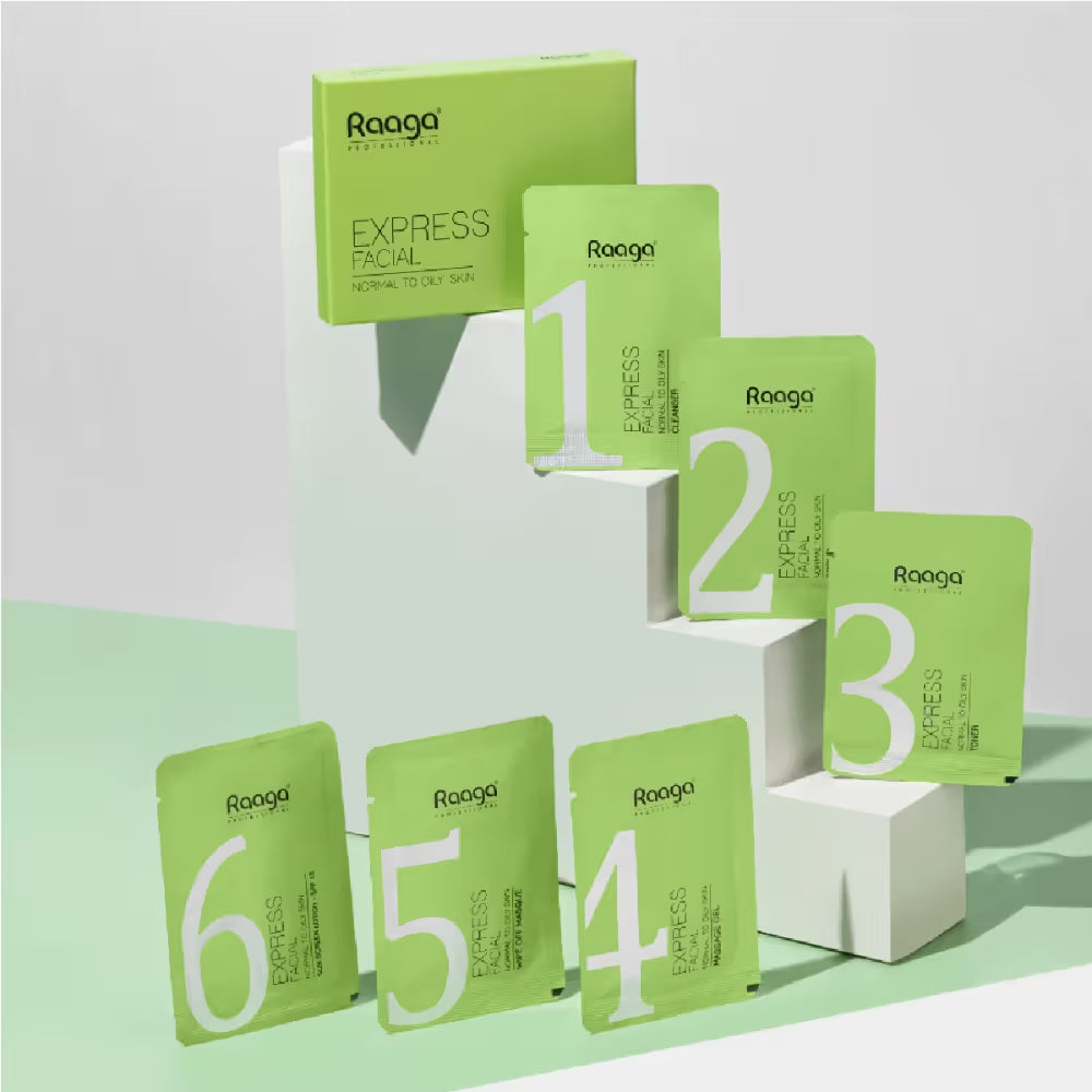 Raaga Professional Express Revitalising Facial Kit For Normal To Oily Skin - Pack Of 6 (6pcs)