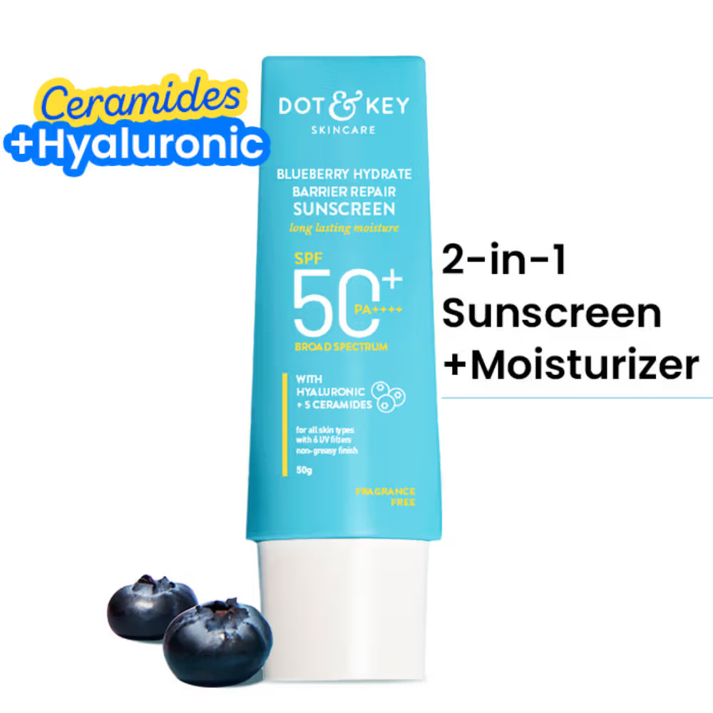 Dot & Key Blueberry Hydrate Barrier Repair Sunscreen SPF 50+ PA++++, Long-lasting Moisture (50 g)