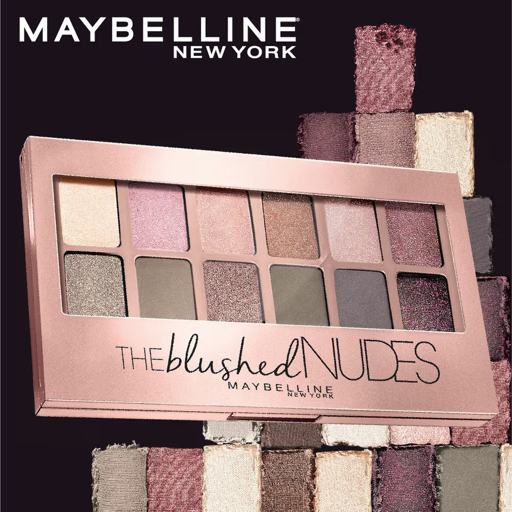 Maybelline New York The Blushed Nudes Eyeshadow Palette, 12 Highly Blendable Shades - Blush (9gm)