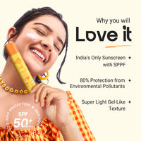 Aqualogica Glow+ Dewy Sunscreen Gel SPF 50+ PA++++, Papaya, Vit C, In-Vivo Tested, APF (50g)