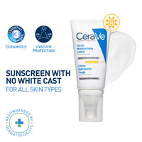 Cerave AM Facial Moisturizing Lotion With Sunscreen SPF 50 UVB + UVA, Dermatologist Recommended Day Cream (52ml)