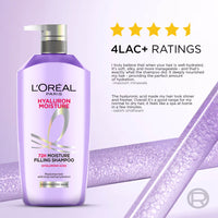 LOreal Paris Hyaluron Moisture Anti-frizz Shampoo With Hyaluronic Acid For 72 HR Dehydrated Hair (1L)