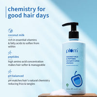 Plum Peptides Shampoo with Coconut Milk for Dry & Rough Hair 22x softer hair in 1 wash (250ml)