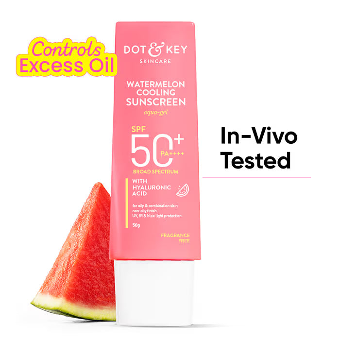 Dot & Key Watermelon Cooling Sunscreen SPF 50+ PA++++, In-Vivo Tested, Aqua-Gel Texture (50 g)