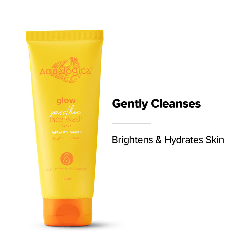 Aqualogica Glow+ Smoothie Face Wash with Papaya & Vitamin C , Hydrates & Gently Cleanses (100ml)