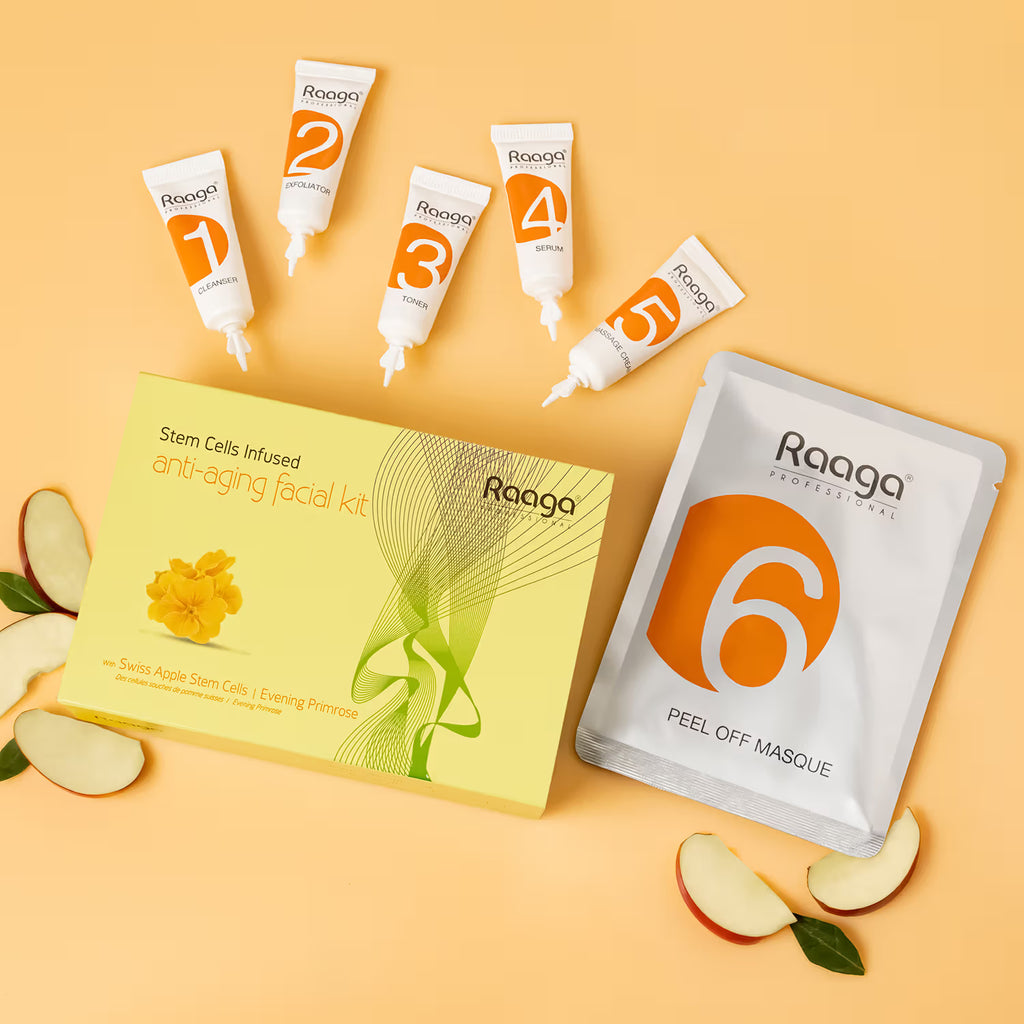 Raaga Professional Stemcells Infused Anti Aging Facial Kit with Swiss Apple & Primrose (51gm+10ml)