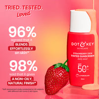 Dot & Key Strawberry Dew Tinted Sunscreen SPF 50+ PA++++ 01 Porcelain, Brightens & Protects Skin (50ml)