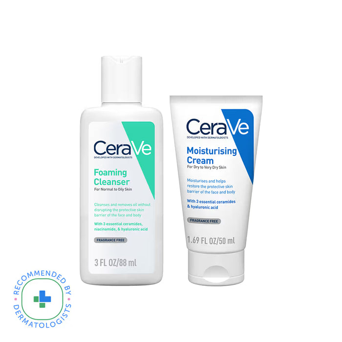 CeraVe Facewash & Moisturizer Combo with Ceramides - Daily Skincare Routine For Normal To Oily Skin (2 pcs)