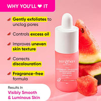 Dot & Key Watermelon + 10% Glycolic Gentle Exfoliating Face Serum, With Kojic, Controls Excess Oil (30ml)