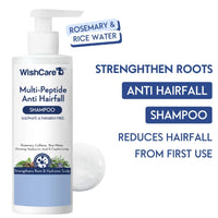 WishCare Multi Peptide Anti Hairfall Shampoo - Rice Water, Rosemary, Capilia Longa, HA & Caffeine (250ml)